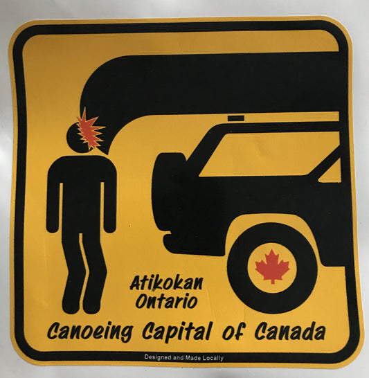 Canoeing Capital of Canada Yellow Canoe Hazard Sticker